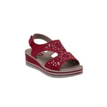 JZ Hermanos Sandalias pitillos con cuña para mujer - Rojo - Ver 1
