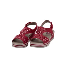 JZ Hermanos Sandalias pitillos con cuña para mujer - Rojo - Ver 2