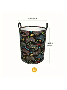 1PC Gamer Room Decor Game Controller Gaming Art Foldable Storage Basket Game Laundry Basket Waterproof Laundry Hamper Dirty Clothes Organizer Bag Gift Bin For Living Room Room Bedroom Bathroom