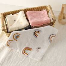 5 件婴儿柔软平纹细布浴巾，舒适透气花卉图案方形围兜，9.05*8.7 英寸 4 层纱布新生儿拍嗝巾，纯棉哺乳巾适用于婴儿面部和身体，男女通用必备物品 - 彩色 - 查看 7