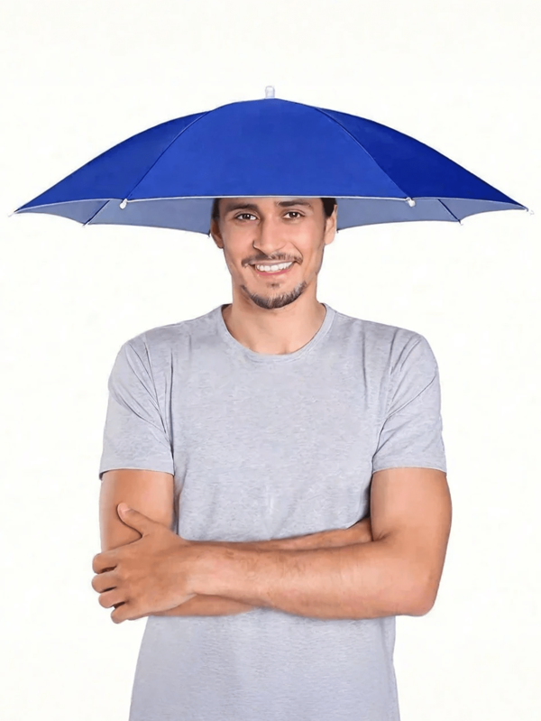 Sombrero paraguas, adecuado para campamento y pesca, sombrero paraguas con diadema elástica, sombreros paraguas con protección UV para escuela, oficina, hogar, viaje, útiles escolares de vuelta al cole, refrescante de verano, playa, viaje