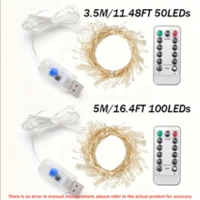 1pc Fairy Tale Light LED Firecracker Light With 8 Flashing Modes With Remote Control And Timer USB Powered Star String Lights Christmas Tree Decoration Ceiling Bedroom Windows Wedding Warm White - Multicolor - View 7