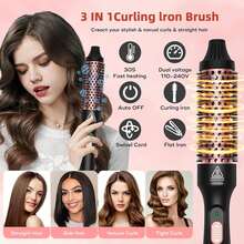 Lược uốn tóc & máy uốn tóc 32mm, lược nhiệt cho tóc xoăn thẳng & xoăn lỏng, điện áp kép hoàn hảo khi đi du lịch và uốn & duỗi tóc nhanh chóng (Màu đen) - Xem 8