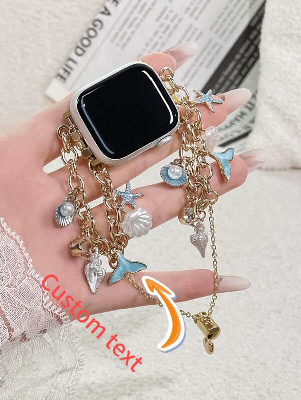 Un par de cadenas marinas de doble cadena con estrellas de mar y conchas, perfectas para las correas del reloj S10, son el regalo ideal de afecto para amigos y parejas.