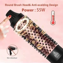 UKLISS 32mm Curling Brush & Curling Iron, Hot Brush For Straight & Loose Curls, Dual Voltage Perfect For Travel And Quick Curling & Straightening (Black) - EU C Type Plug(220-240V) - View 4