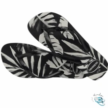Havaianas Aloha Men's Floral Beach Summer Flip Flops Unisex Original - Black - View 3