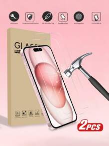 2 Packs 9H Tempered Glass Compatible With 16/16 Plus/16 Pro/16 Pro Max/15/14/13/12/11 Pro Max/X/XS/XR/7/8/SE2/- Edge-To-Edge Protection, Crystal Clear Vision, Effortless Bubble-Free Application