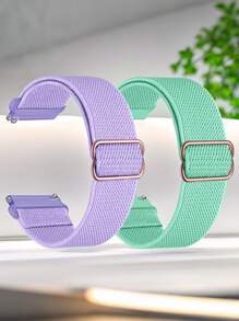 2pcs 18mm20mm22mm Quick Release Nylon Elastic Loop Compatible With Samsung Galaxy Watch7 6 5 4 3 Band/Hua Wei Watch GT5 GT4 GT3 GT2 GT Band,Adjustable Sport Stretchy Nylon Bracelets Compatible With Garmin Venu Venu2/2s Venu3/3s Vivoactive5/4/4s Forerunner245 645 255 265 255S 265S/Amazfit Bip6/5 GTS4/3/2 GTR4/3/2 Smart Watch Accessories