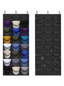 Bolsa De Almacenamiento De Gorra De Béisbol De 24 Rejillas - Negro - Ver 1