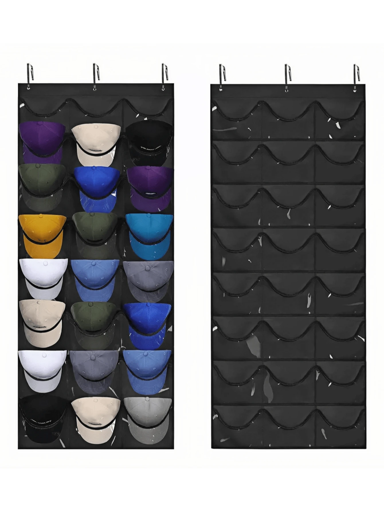 Bolsa De Almacenamiento De Gorra De Béisbol De 24 Rejillas - Negro - Ver 1