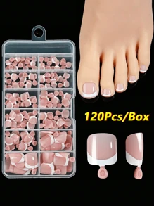 120 Peças Unhas Postiças Curtas de Ponta Francesa Brilhante Quadrada Multicolorida, Unhas Falsas para Dedos dos Pés de Cobertura Total em Gel Macio, Unhas Postiças para Dedos dos Pés Removíveis, Unhas Postiças de Luxo para Mulheres e Meninas, Extensão de Unhas, Suprimentos de Pedicure DIY para Salão de Beleza
