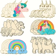 12PCS/18PCS/30PCS Wooden Unicorn Crafts: Festive Party Decorations, Artistic Room Accents, DIY Painting Projects, Wooden Handicrafts, Perfect Birthday Gifts