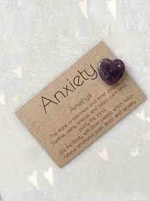 1 pierre de soulagement de l'anxiété en forme de cœur en améthyste - câlin de poche inspirant avec des messages apaisants, parfait pour la famille, les amis et les collègues - parfait pour les anniversaires, les remerciements et les petits cadeils d'entreprise (sans carte)