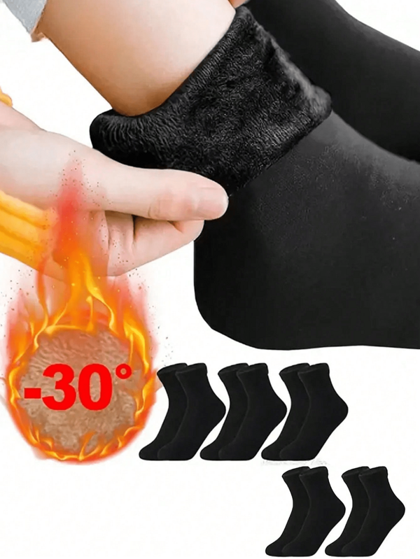 5 pares de calcetines medianos acogedores con forro de felpa, cómodos y apropiados para el uso en invierno