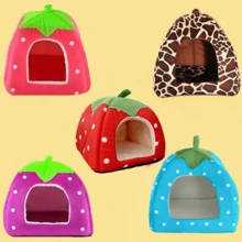 1pc Small Animal Hideaway Bed (New Larger Size, Suitable For Cats Up To 2kg), Warm Wool Cushion Cup Washable Winter Sleep House, Suitable For Small Pets/Ferrets/Hedgehogs (Strawberry Style), Available In Multiple Colors - Multicolor - View 12