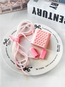 Set de 5 piezas Funda protectora con panal rosa para disipar el calor, compatible con cable de datos Apple, compatible con cargador de 18-20W, accesorios de cargador a prueba de roturas y arañazos, accesorios de teléfono