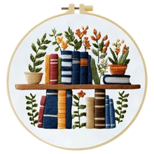 1 pieza Kit de bordado, 20x20cm/7.9x7.9-Pulgadas Flores para estantería, Kit de bordado hecho a mano DIY, Adecuado para adultos y principiantes, Incluye manual de instrucciones, tela impresa, bastidor de bordado y aguja e hilo