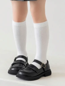 10雙女童膝高襪 3-16歲 幼兒兒童校服襪 純白色素色高筒長襪 - 彩色 - 查看 6
