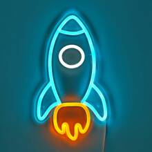1pc Space-Themed Rocket Neon Sign - Vibrant LED Wall Art With Planets & Stars, USB-Powered Wall-Mounted Decor For Home, Bar, Bedroom, Office, Gaming Room, For Man Cave - Unique Sci-Fi Gift, 16.7cm X 29cm, Space Room Decor