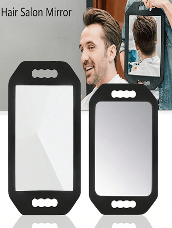 1-delige handzame haarstylingspiegel met handvat - Een lichtgewicht en draagbare salonspiegel van glas met een getextureerde grip, geschikt voor haarstyling aan de achterkant van het hoofd zonder batterijen, perfect voor gebruik door kappers, schoonheidsspecialisten, gezinnen en professionals als haaraccessoire