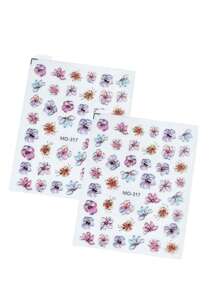 Bronzing Hydrangea Flower Nail Sticker Gold Foil Watercolor Flower Elegant Blossom Decals Adhesive Sliders Decorations Manicure