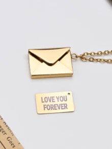 1pc Customizable Necklace,Custom Fashion Necklace,Personalized Envelope Locket Necklace With Customized Name/Message And Family/Pet/Couple Photo, Suitable For Birthday/Valentine/Anniversary,New Year Glamour - Laser-envelope Necklace - View 8