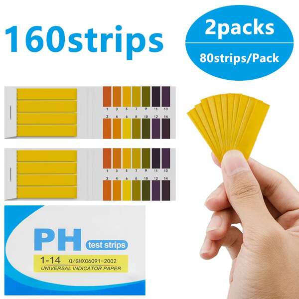 80/160 strisce 1-14 test universali per pH - Strisce reattive per test pH Millin Paper - Adatte per acqua, vino e terreno