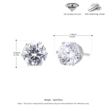 1 Pair Fashion Cubic Zirconia 925 Sterling Silver Stud Earrings, White Diamond Diameter 4/6/9mm, Gold/Silver Color, Elegant Luxurious Sparkling Earrings, Suitable For Women Daily Wear, Casual, Travel, Collection, Party, Gift With Beautiful Gift Box, Perfect For Valentine's Day, Mother's Day - Silver - View 9