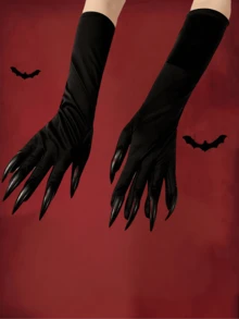4 Peças Luvas de Bruxa Pretas de Unhas Longas para Fantasia de Halloween, Acessórios de Cosplay, Decoração Doméstica, Decoração de Halloween, Decoração de Outono, Decoração de Quarto, Decoração de Outono