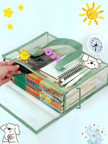 1pc Customized Large Capacity Transparent Waterproof Document Bag, Expandable Storage Pouch, PVC Pouch, Desktop Organizer For Stationery, School Supplies, Back To School, Colorful, Cute, Kawaii, Office Workers, Students, Space Saving, Minimalist - Multicolor - View 6