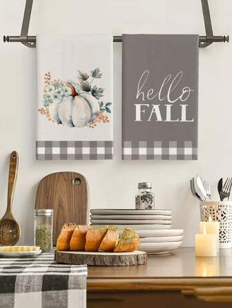 2pcs/4pcs/12pcs Pumpkin Autumn Kitchen Dish Towels, Thanksgiving Washing Cloth, Autumn Style, Quick Dry Absorbent, Microfiber Fabric, Rectangular 40*60CM Digital Print Pattern, Suitable For Autumn Kitchen Decor, Outdoor Party Decoration, Thanksgiving Gift, Birthday Present