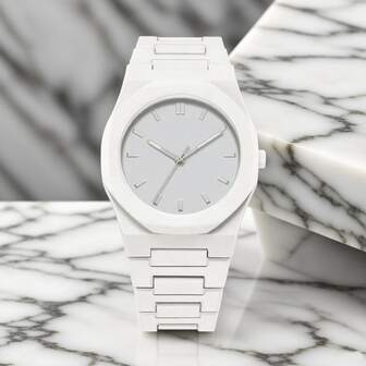 Unisex Weiß Gummi Armband Quarz Uhr, Sport & Lässig Stil, neuartiges Design, verstellbares Armband, runde Zifferblatt mit Nieten, geeignet für den täglichen Gebrauch, Geburtstagsgeschenk, Party, Feierlichkeiten, ideale Wahl für sich selbst oder Freunde