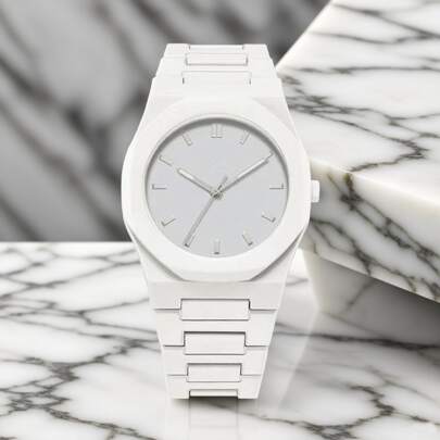 ساعة كوارتز رياضية وكاجوال بتصميم إبداعي، مع سوار مطاطي أبيض قابل للتعديل وقرص دائري مرصع، مناسبة للرجال والنساء للارتداء اليومي، هدايا عيد الميلاد، الحفلات، التجمعات العائلية، والهدية المثالية لنفسك أو أصدقائك