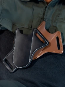 折叠刀套，户外刀具皮革保护套，腰挂战术工具袋，露营便携工具，户外工具收纳夹，军事爱好者工具，户外求生战术刀套，PU皮刀套 - 彩色 - 查看 10