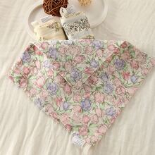 5 件婴儿柔软平纹细布浴巾，舒适透气花卉图案方形围兜，9.05*8.7 英寸 4 层纱布新生儿拍嗝巾，纯棉哺乳巾适用于婴儿面部和身体，男女通用必备物品 - 彩色 - 查看 8