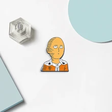 bandai 1 pieza Broche de metal con diseño de dibujo animado y esmalte de Saitama, pin de solapa, insignia, accesorio para ropa, mochila, regalo para amigos