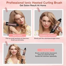 Lược uốn tóc & máy uốn tóc 32mm, lược nhiệt cho tóc xoăn thẳng & xoăn lỏng, điện áp kép hoàn hảo khi đi du lịch và uốn & duỗi tóc nhanh chóng (Màu đen) - Xem 7