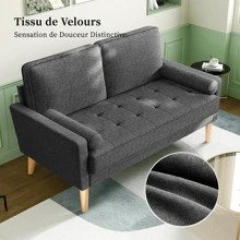 JANZDIYS Divano a 2 posti, Divano in lino da 121 cm con cuscini a molle, Mini stanza con braccioli, Loveseat moderno da salotto, Loveseat fisso a 2 posti