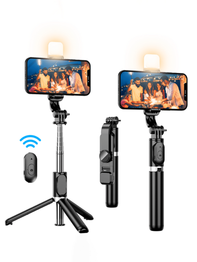 Perche à selfie télescopique de 40 pouces, support de sol professionnel, conçu pour la diffusion en direct, équipé d'une télécommande sans fil. Trépied de smartphone à rotation 360°, stable et anti-vibrations. Monopode portable idéal pour les voyages, le vlogging extérieur et la diffusion en direct, particulièrement adapté pour les vacances d'été, les voyages et les activités de plein air.