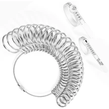 Kit de herramienta de medición de talla de anillo, 27 herramientas de medición de anillo de acero inoxidable, tallas de anillo US 0-13, media talla, 2 tallas de dedo reutilizables con lupa para tallas de anillo US 1-17