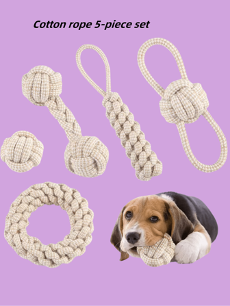 5pcs/Set Dog & Cat Toys Assortment, Medium/Large Breed Pets Chew Toys, Twisted Rope, Dental Care, Durable Squeaky Toys