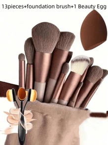 15 pièces Ensemble de pinceaux de maquillage, 13 pinceaux de maquillage et 2 éponges de maquillage, utilisation double humide et sèche, outils de maquillage essentiels, cadeau idéal pour Noël, Nouvel An, Fête des Mères, Remise des diplômes
