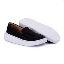 Men's Casual Loafer Shoes Lightweight And Soft In Modern Suede - Black - View 5