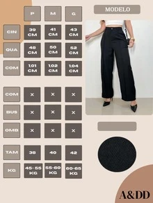 ADD WOMEN'S FASHION EIRELI- XX058, WOMEN'S TAILORED PANTS, HIGH WAIST, PANTALON, ELEGANT, CASUAL, EVERY DAY, WORK, SUPER STYLISH. - 黑色 - 查看 6