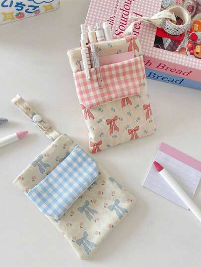 Estojo de enfermeira floral de 1 peça, bolso no peito, portátil, estojo de caneta de camada dupla, bolsa de armazenamento, estojo para lápis, volta às aulas, material escolar, estojo para lápis, mochila escolar