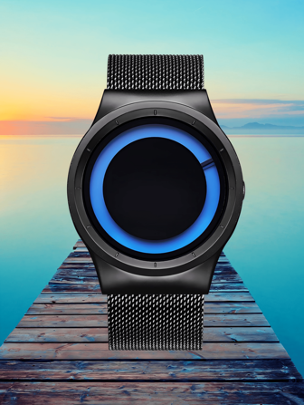 BIDEN Reloj de hombre BIDEN sin manecillas, reloj de cuarzo personalizado, impermeable, diseño creativo de remolino, concepto de reloj de hombre personalizado