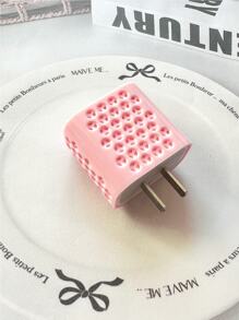 Set de 5 piezas Funda protectora con panal rosa para disipar el calor, compatible con cable de datos Apple, compatible con cargador de 18-20W, accesorios de cargador a prueba de roturas y arañazos, accesorios de teléfono