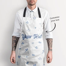1 Custom Apron With Any Text, Simple And Customizable For Your Chef's Cooking Kitchen Apron, Suitable For Father's Day, Mother's Day, Halloween, Christmas, Christmas Eve, Valentine's Day, Birthdays, Personalized Anniversaries