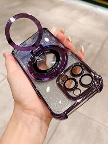 奢华电镀透明手机壳，带指环支架和磁吸支架，防震，镶钻闪亮，Y2K风格，时尚硅胶软壳保护套，兼容 16/16E/15/14/13/12/11/X/XS/XR/8/7 Plus/Pro/Max/Mini、Galaxy S24/S25 Ultra、小米Redmi、荣耀、OPPO Reno、MOTO Infinix Women 2025等机型。