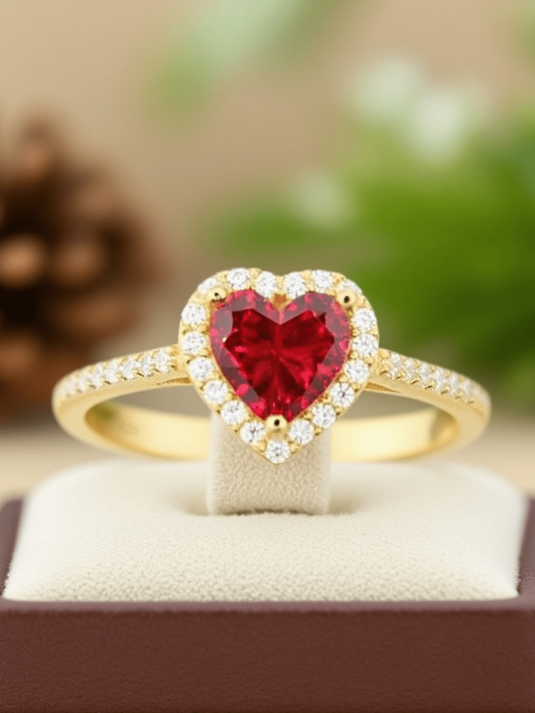 1pc Romantic Retro Style Hollow Heart-Shaped Red Zirconia Inlaid Women's Ring, Gift For Valentine's Day Proposal Birthday, Luxury Niche Jewelry, Suitable For Party, Holiday, Banquet Wear
